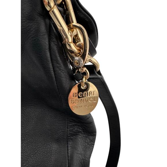 Henri Bendel West 57th Black Pebbled Leather Satchel / Crossbody Bag - Picture 10 of 11